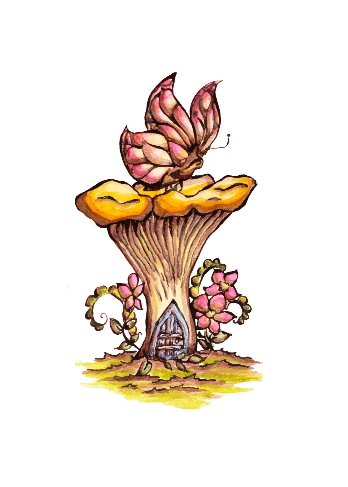 Chanterelle House and Butterly Fine Art Giclee Print