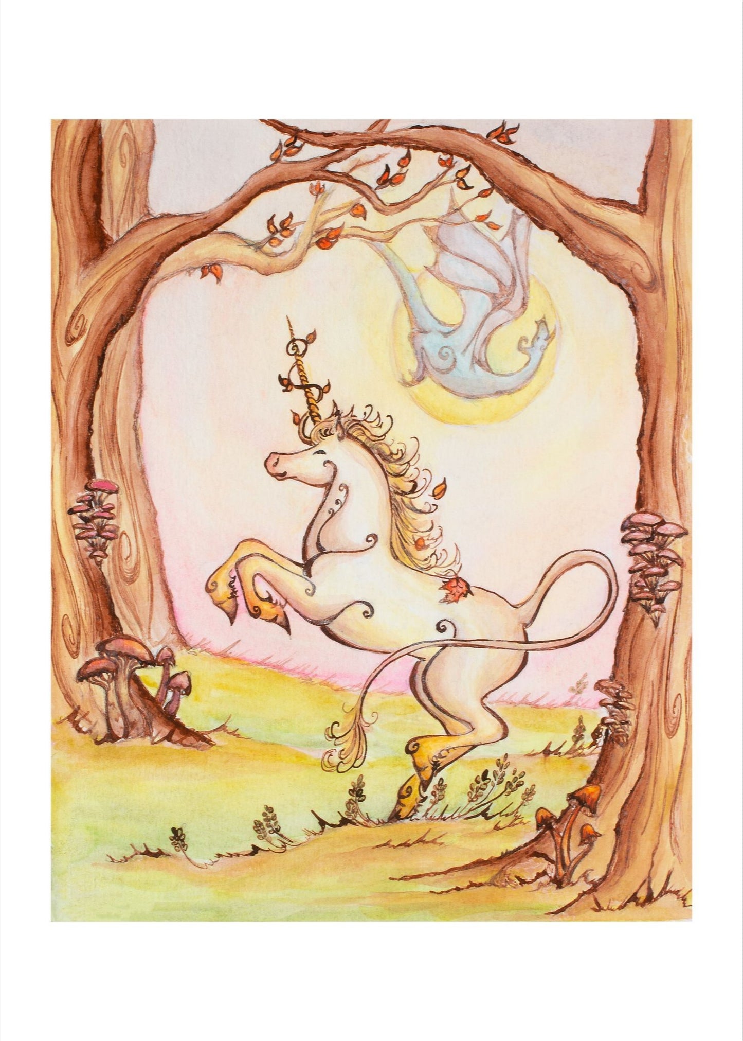 Dancing Unicorn and Dragon Giclee Fine Art Print