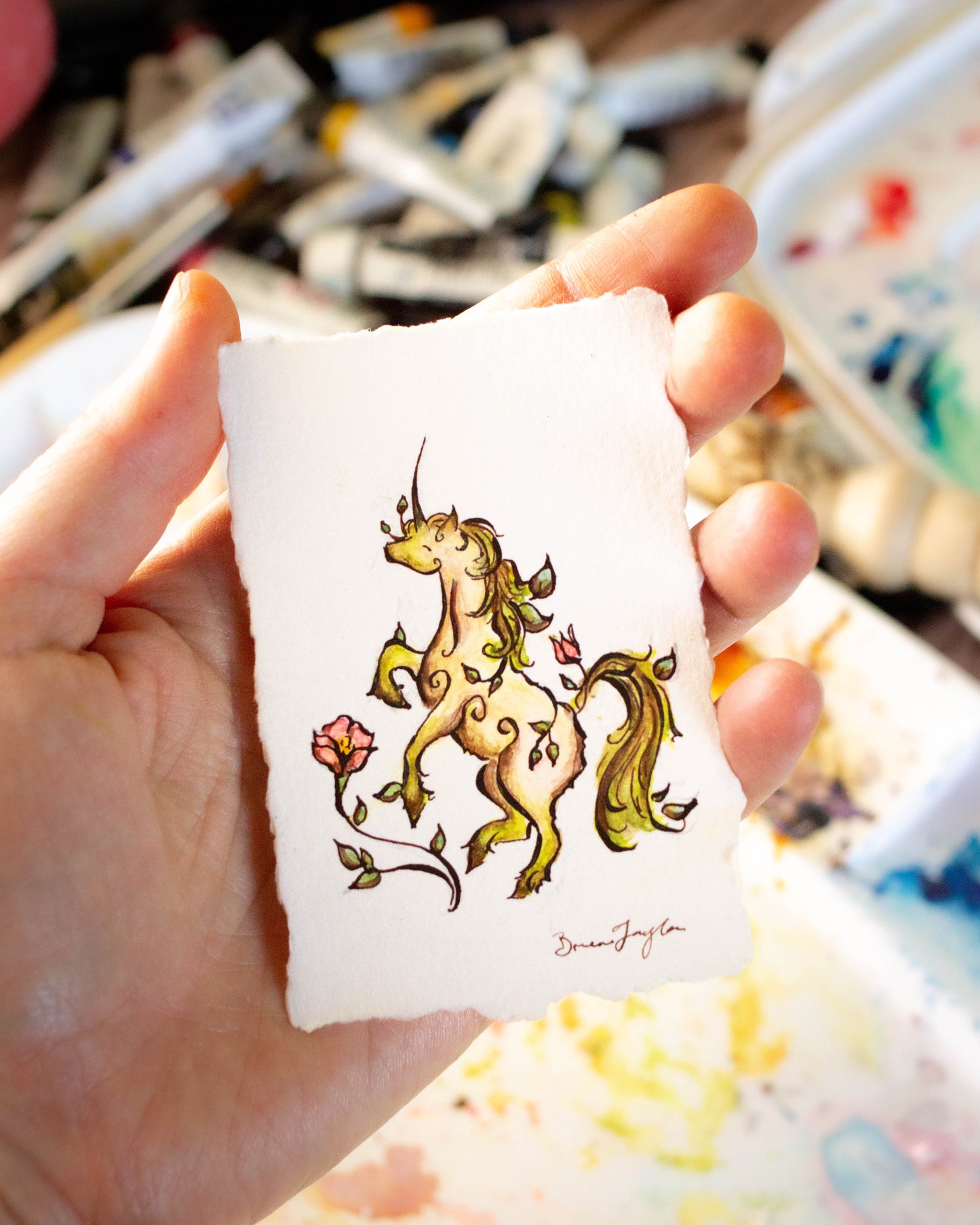 Tiny Spring Unicorn Original Illustration