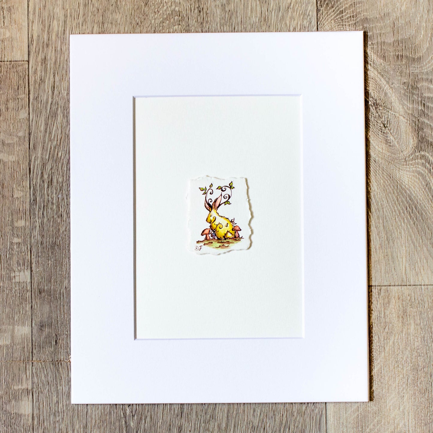 Fae Rabbit with Mushrooms Original Illustration