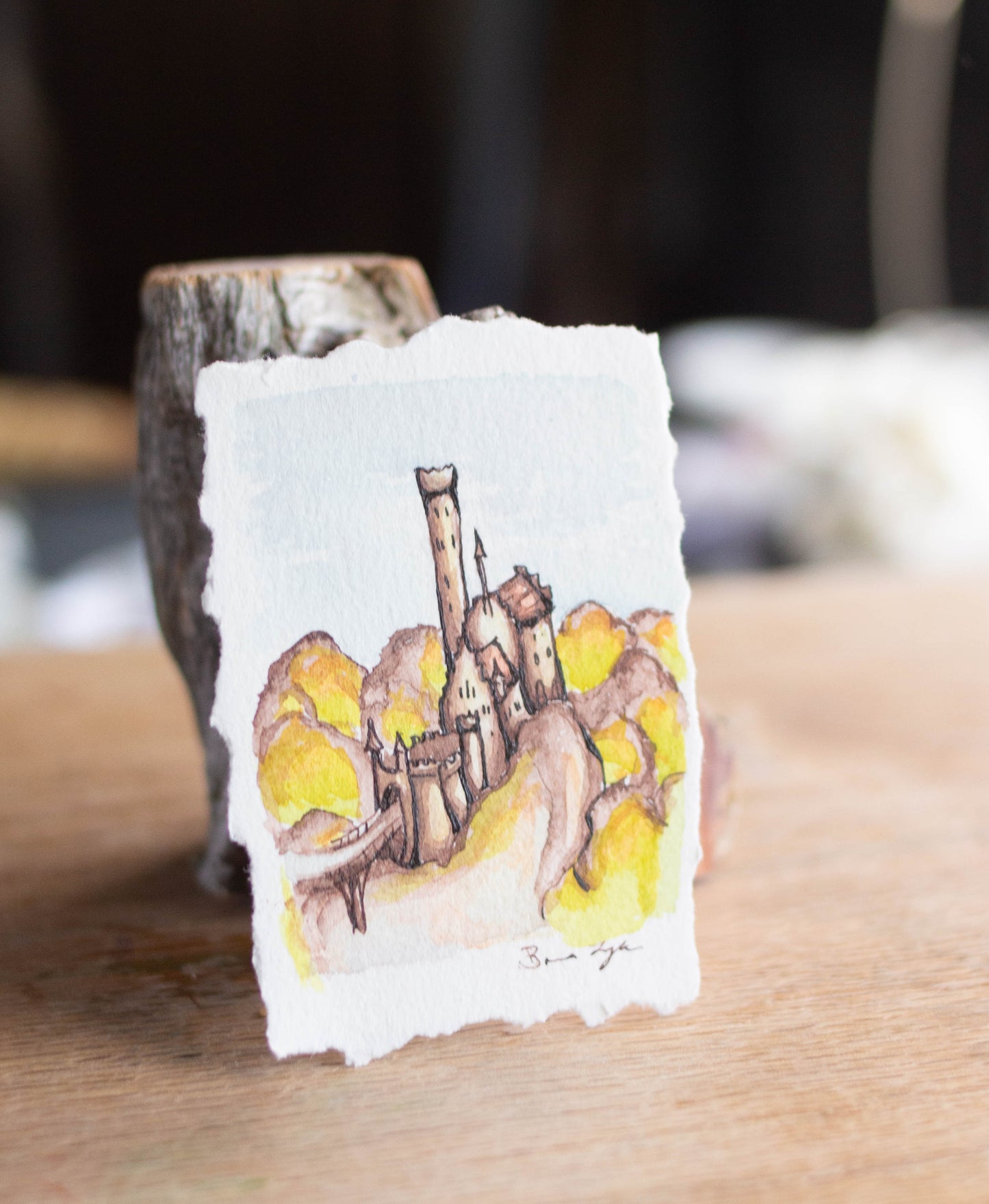 "Schloss Lichtenstein" Tiny Original Illustration