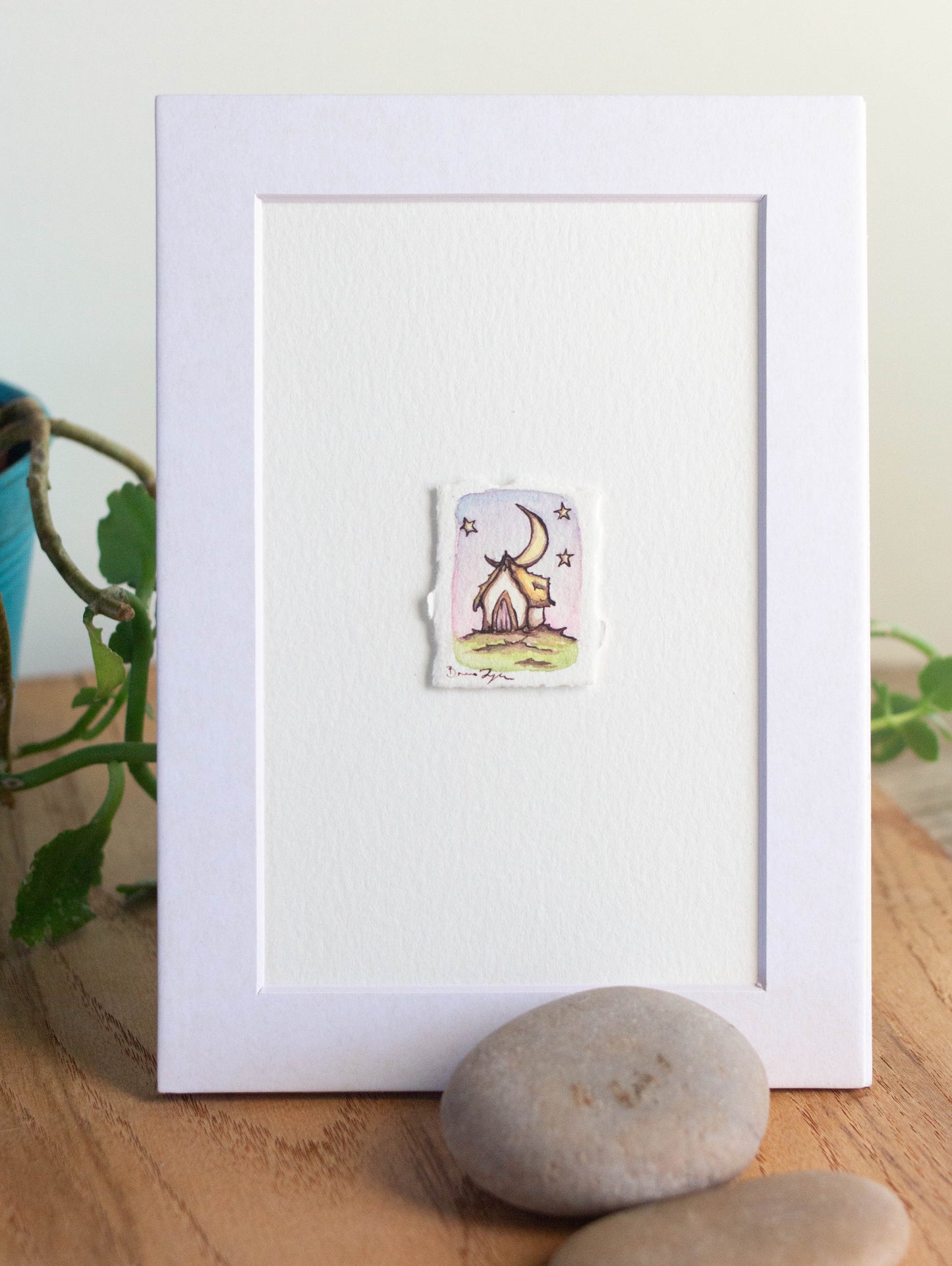 "Crescent Moon Cottage" Tiny Original Illustration