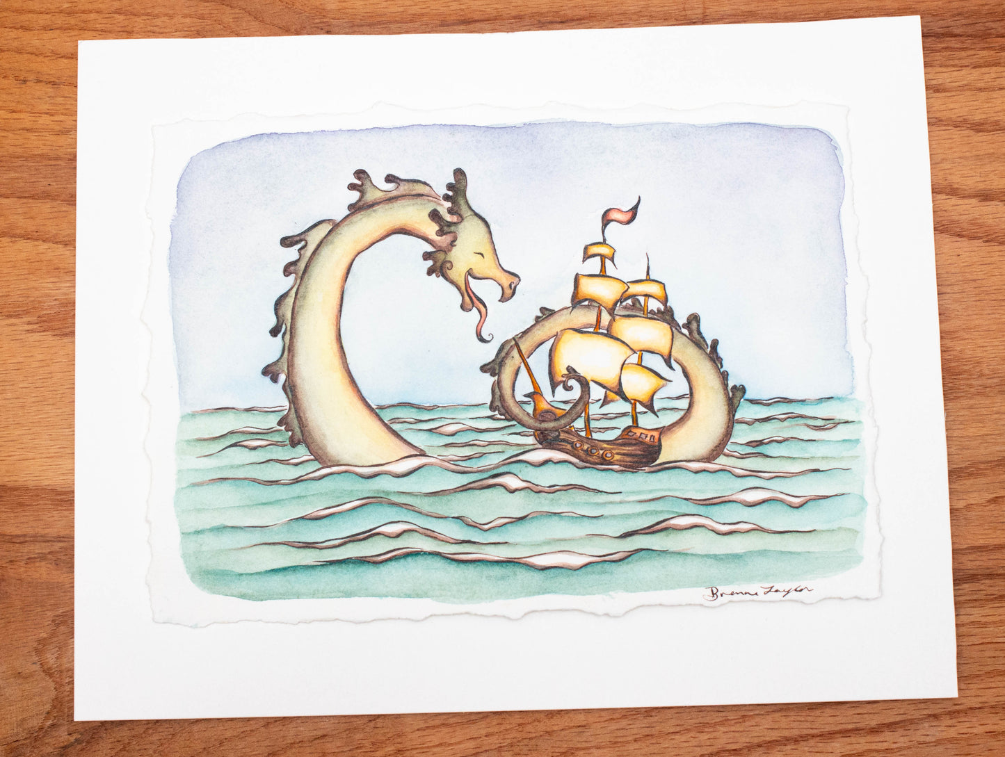 "Sea Serpent Cuddles" Original Illustration