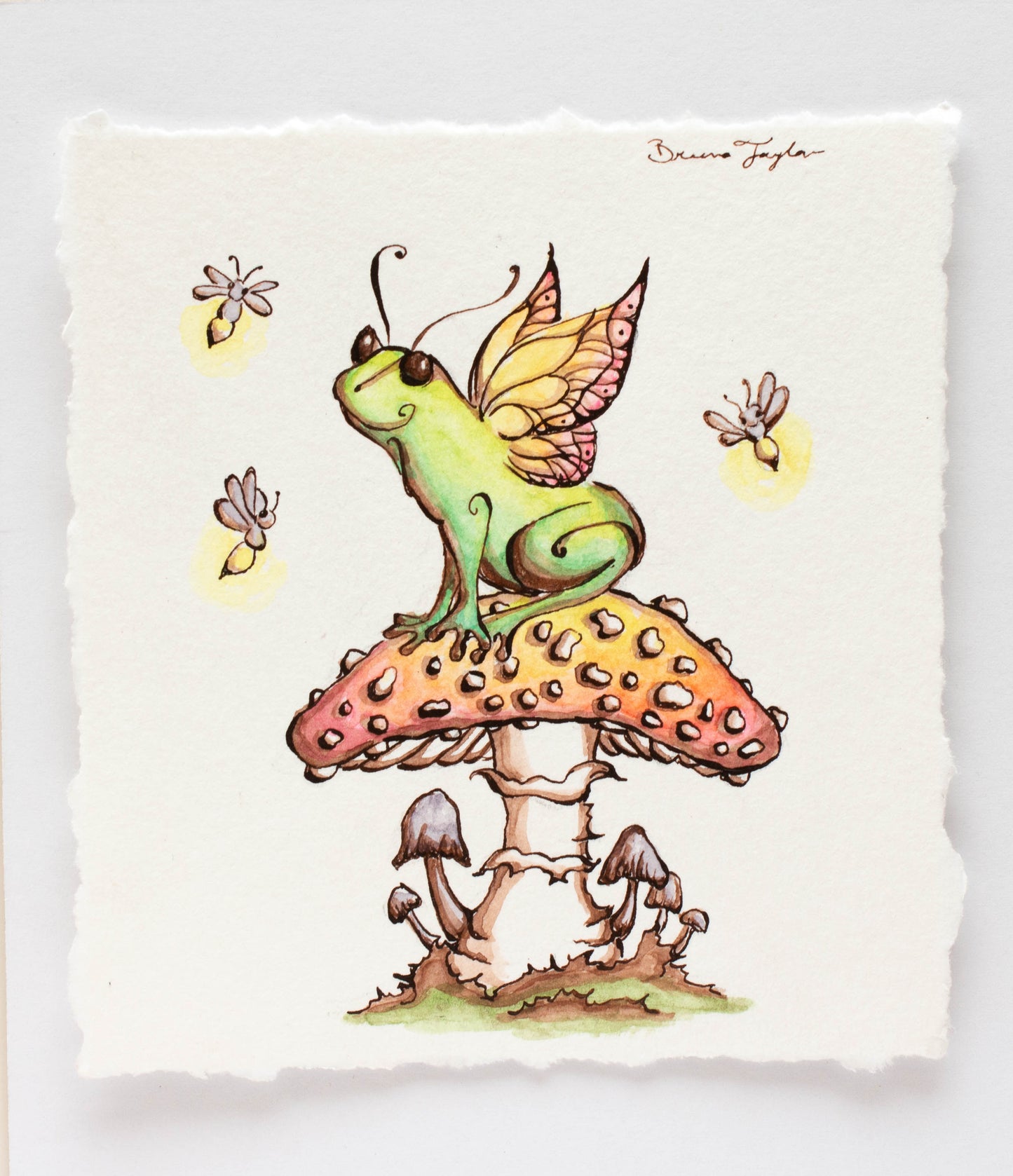 Happy Fairy Frog and Firefly Friends Illustration