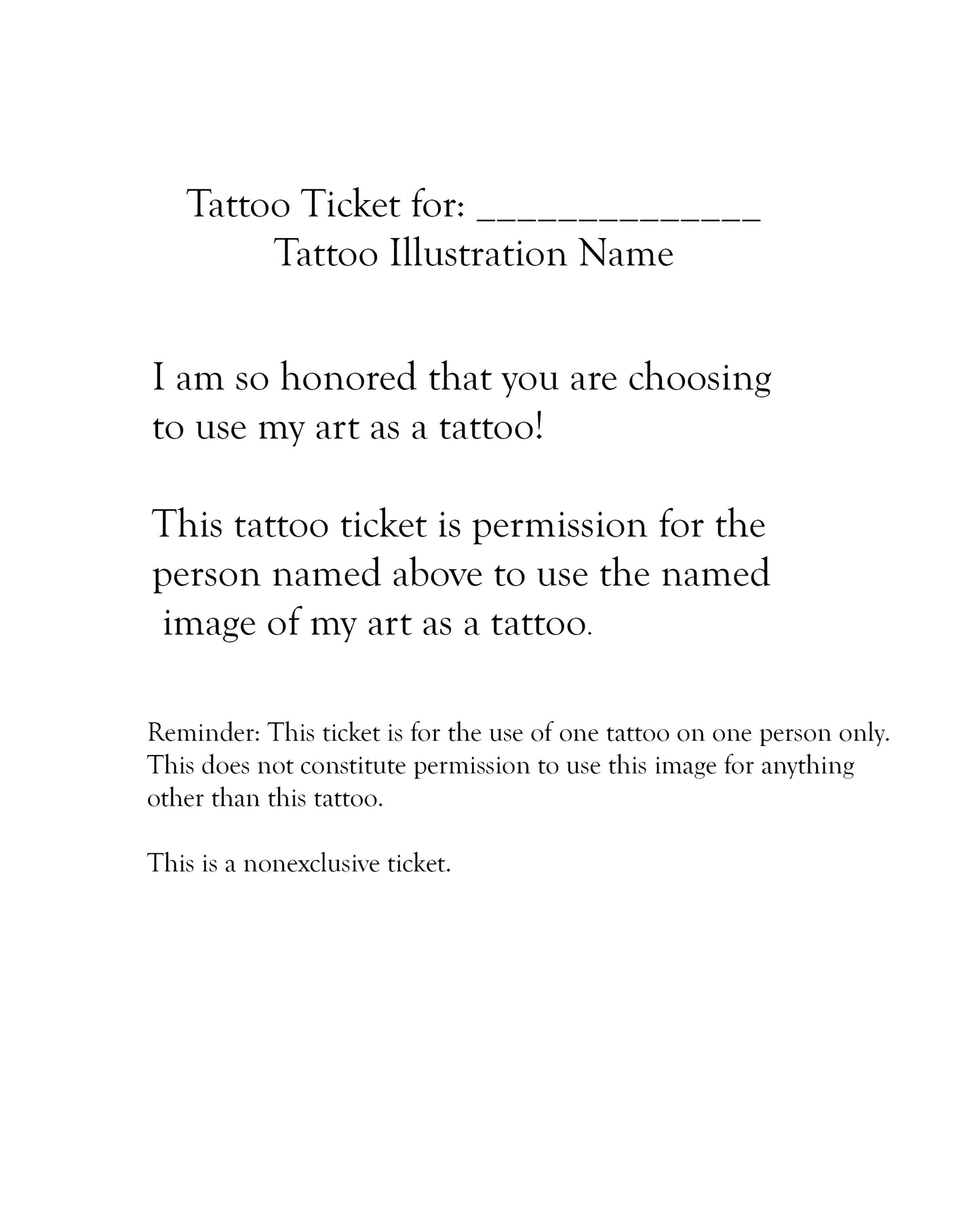 Tattoo Ticket