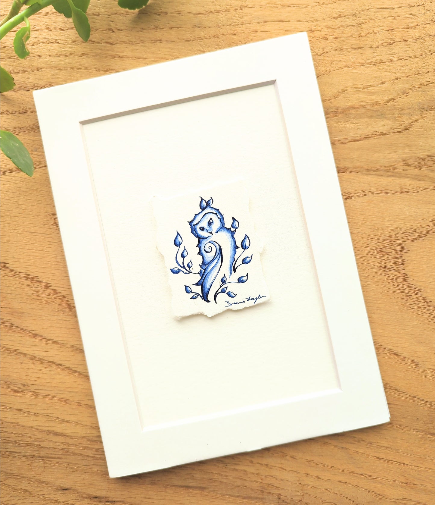 "Owl Blue" Tiny Original Illustration