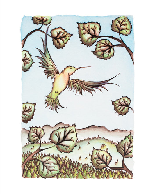 Angel Fire Hummingbird Fine Art Giclee Print
