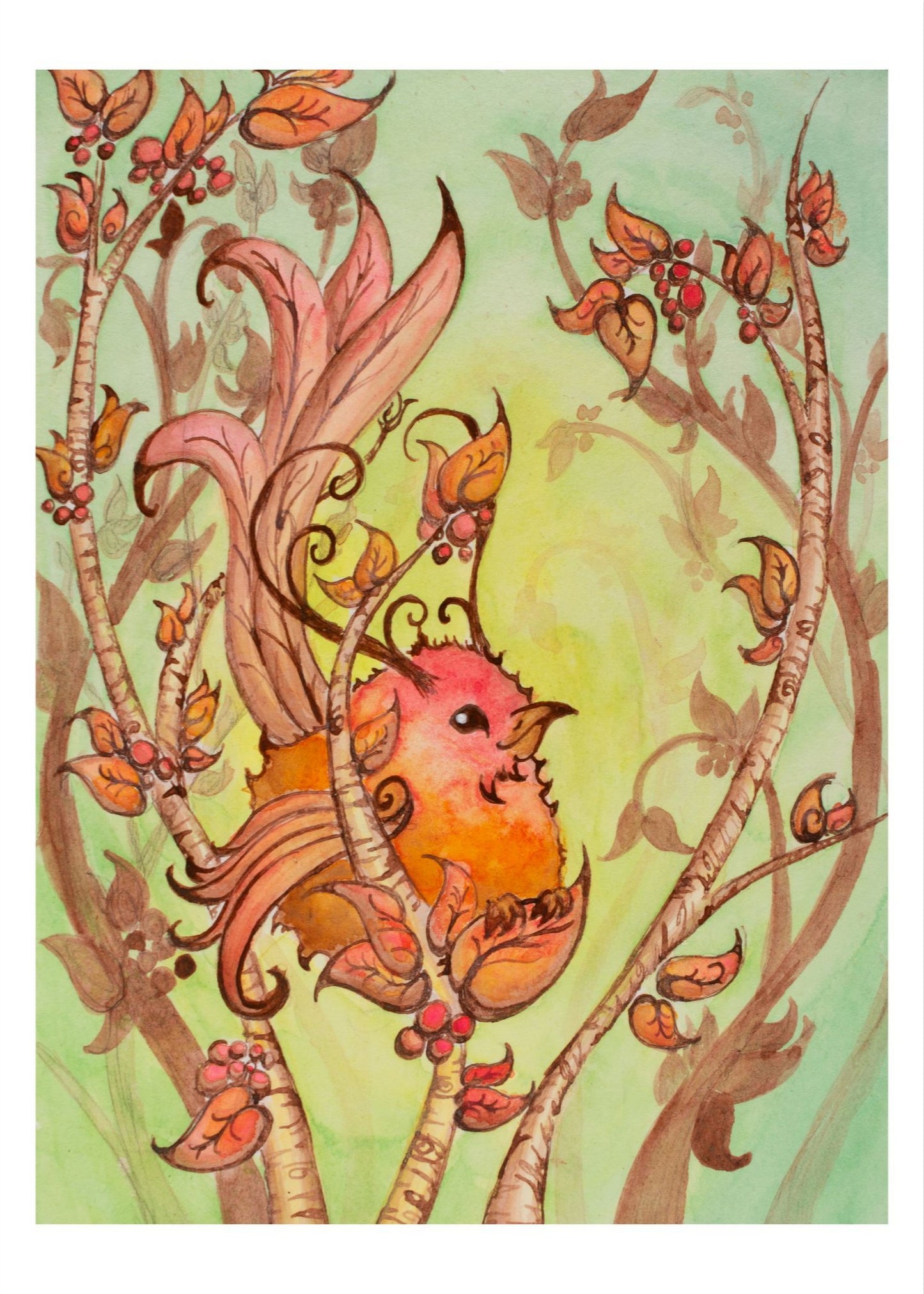 Autumn Fae Bird Giclee Fine Art Print