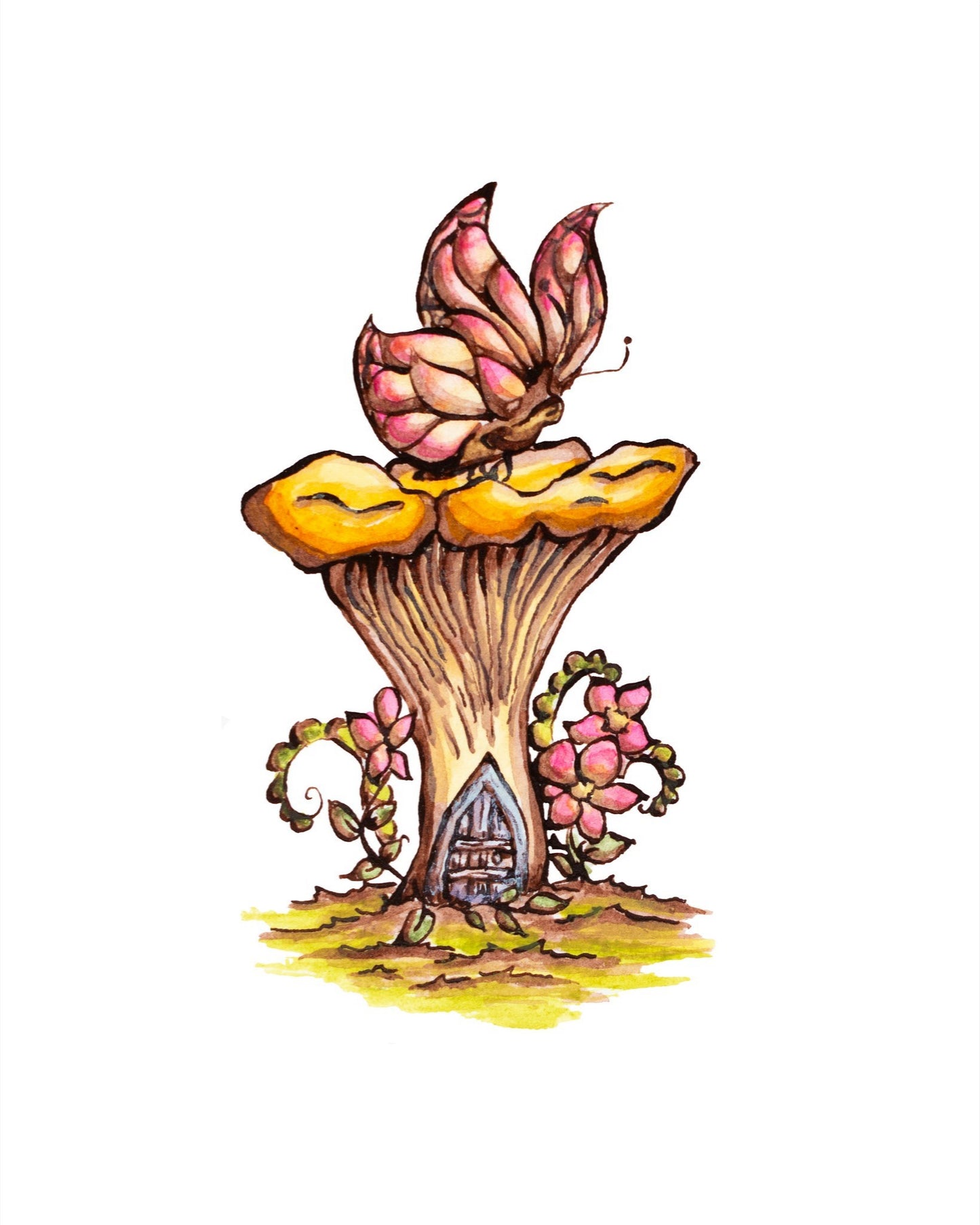 Chanterelle House and Butterly Fine Art Giclee Print