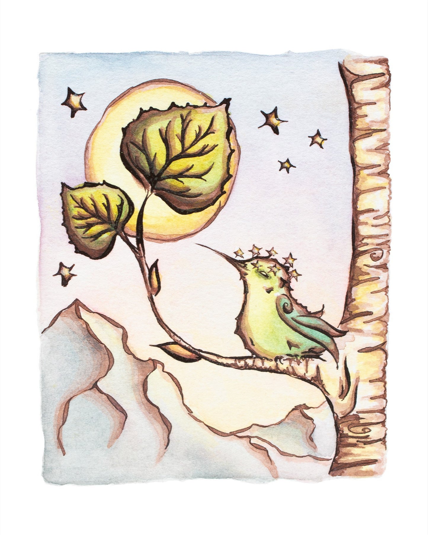 Crown of Stars Hummingbird Fine Art Giclee Print