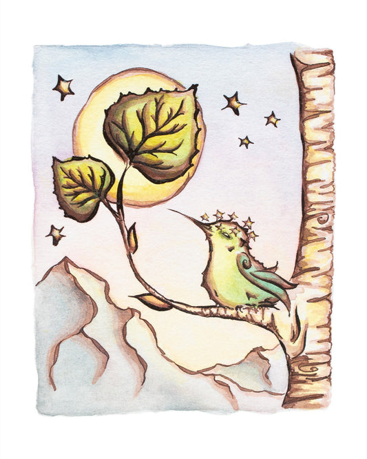 Crown of Stars Hummingbird Fine Art Giclee Print