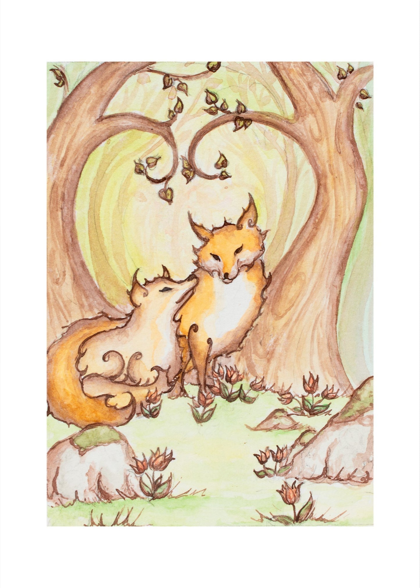 Foxes in Love Fine Art Giclee Print