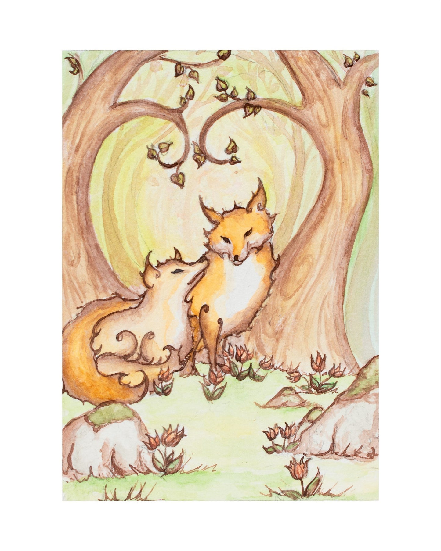 Foxes in Love Fine Art Giclee Print