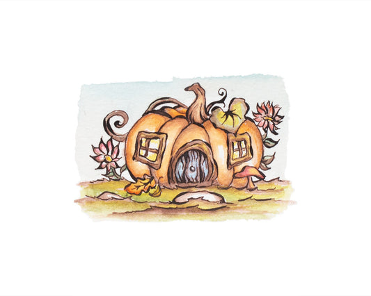 Tiny Pumpkin House Archival Giclee Print