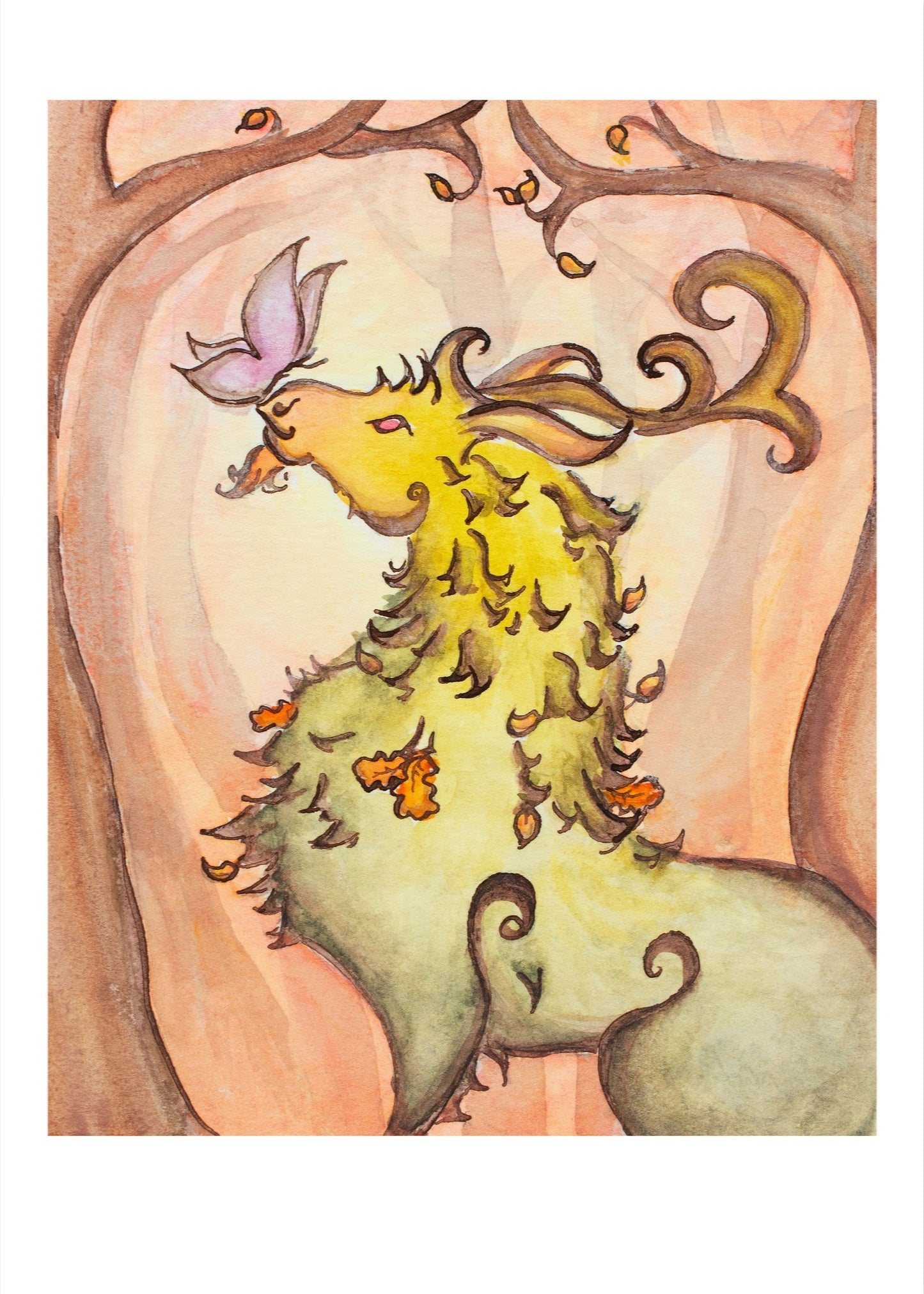 Green Guardian with Butterfly Fine Art Giclee Print