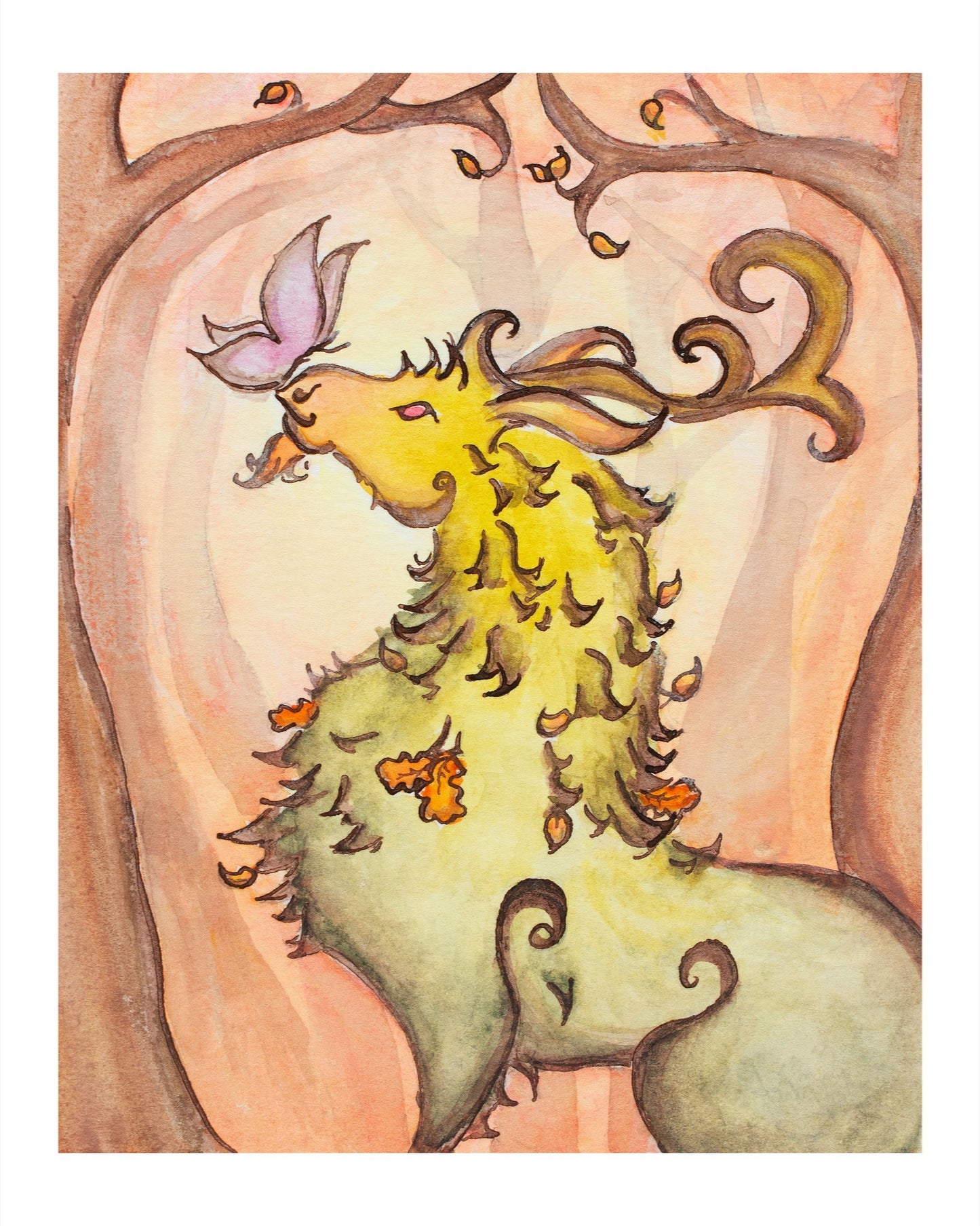 Green Guardian with Butterfly Fine Art Giclee Print