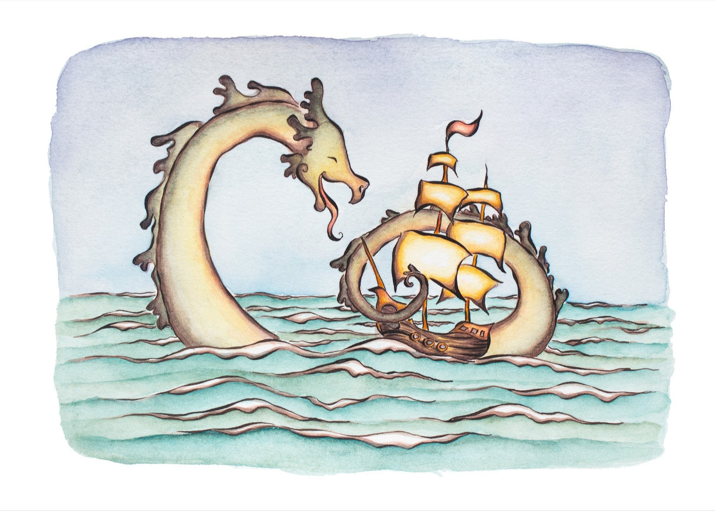 Sea Serpent Cuddles Fine Art Giclee Print