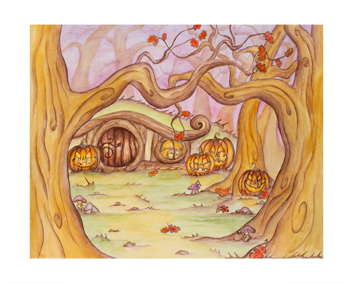 Trick or Treat Hobbit House Fine Art Giclee Print