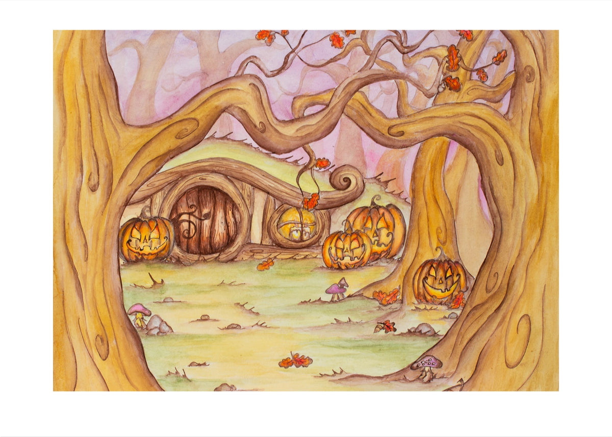 Trick or Treat Hobbit House Fine Art Giclee Print