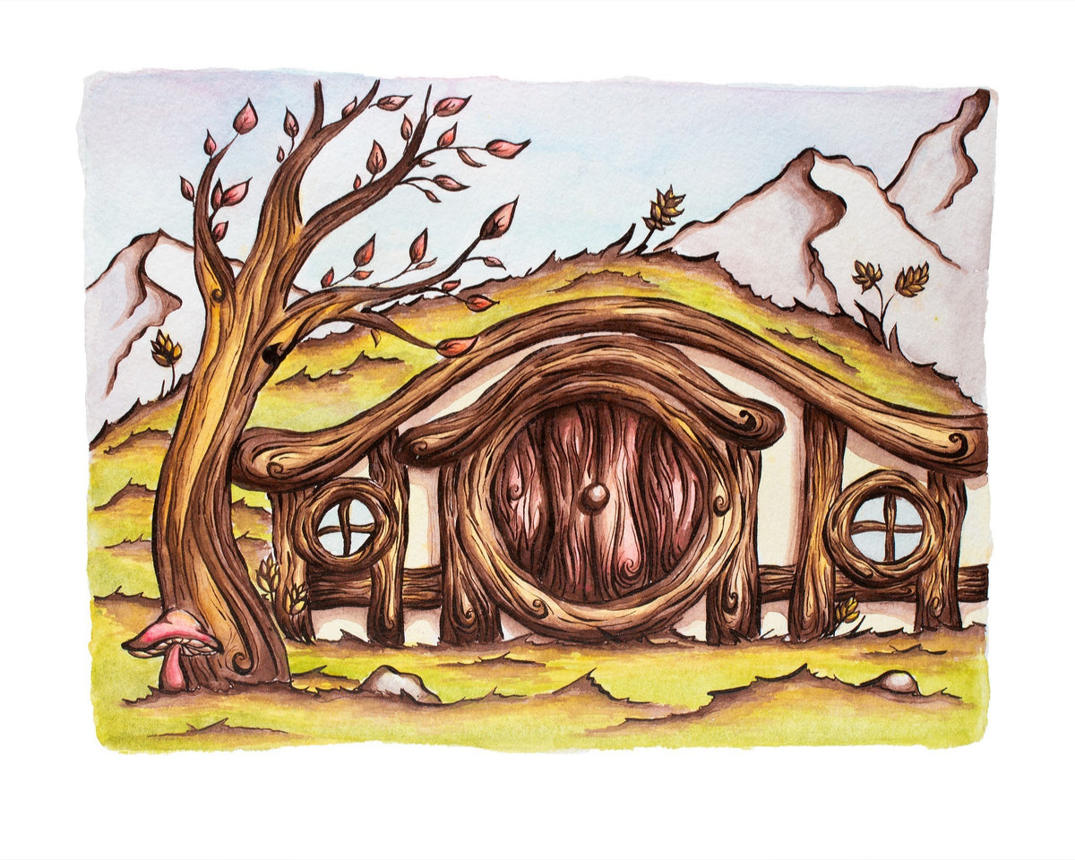 Autumn Breeze Hobbit House  Fine Art Giclee Print