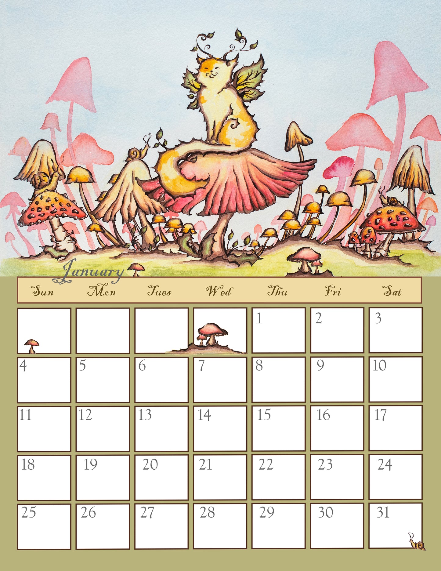 Single Sided Letter Size, 8.5 x 11 inches, 2026 Wall Calendar (US & CA)