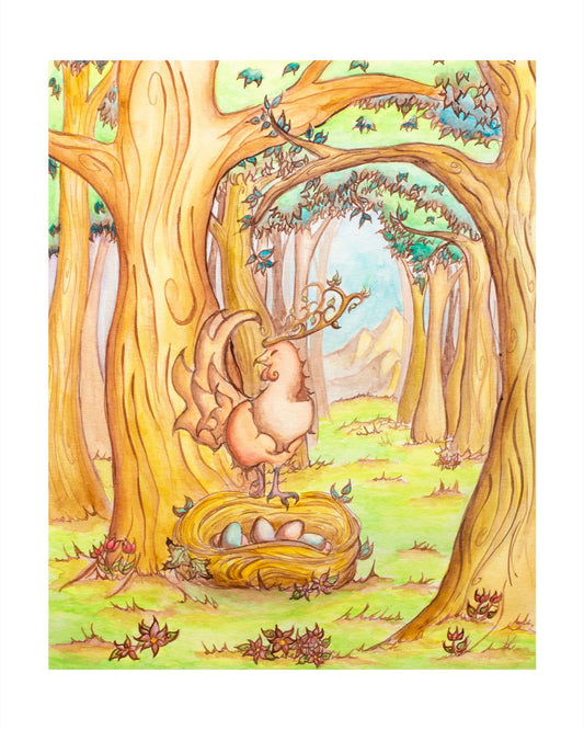Fae Chicken With Nest Giclee Fine Art Print