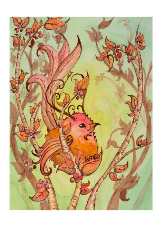 Autumn Fae Bird Giclee Fine Art Print