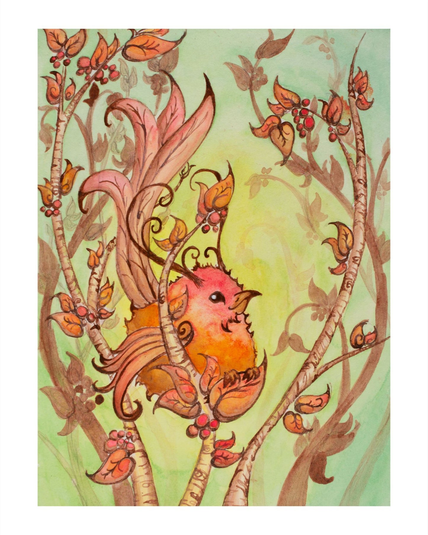 Autumn Fae Bird Giclee Fine Art Print