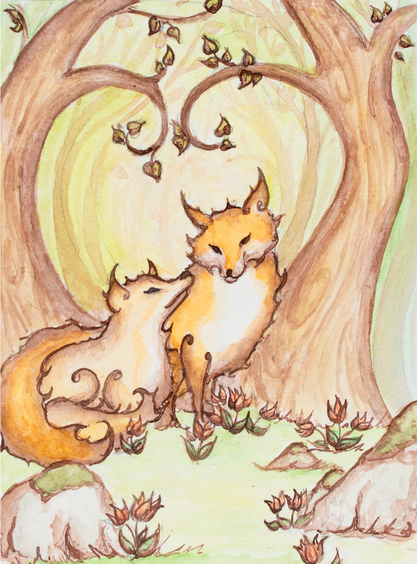 Foxes in Love Greeting Card