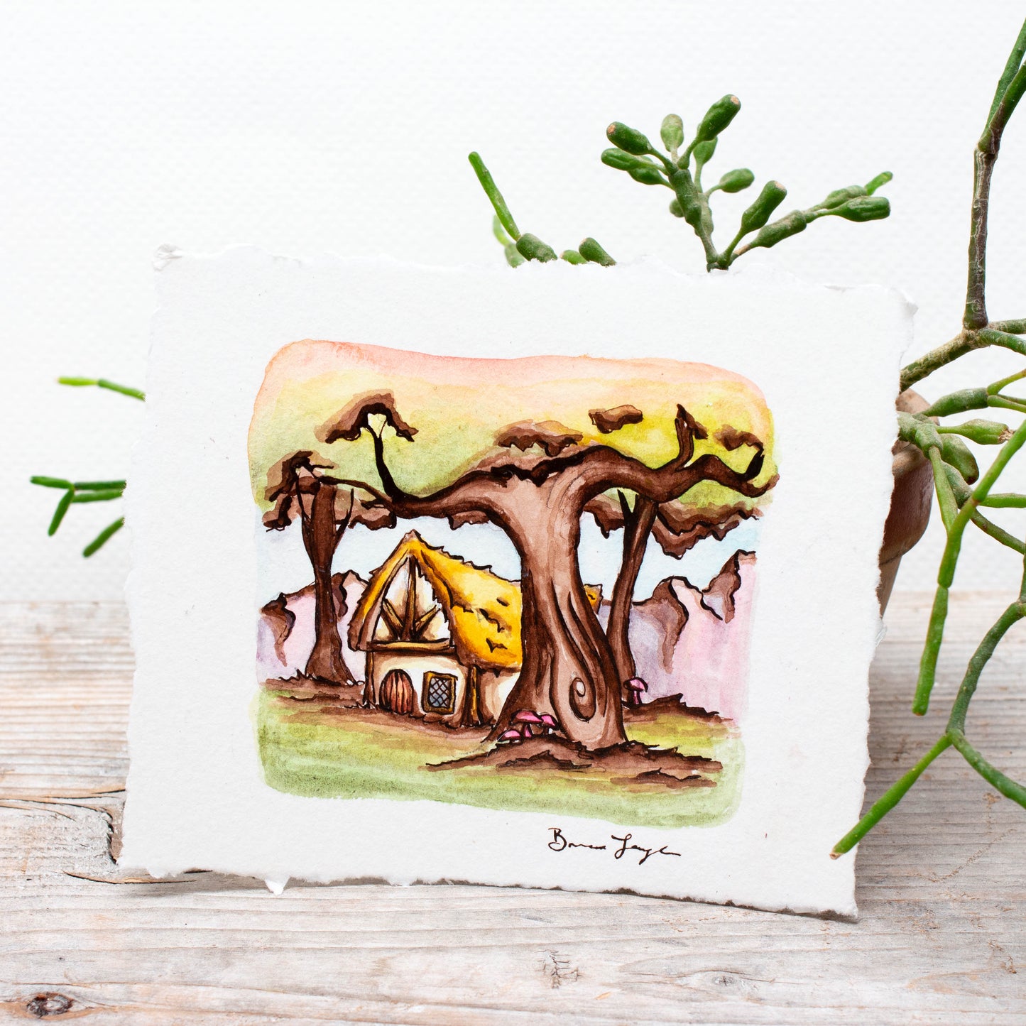 Cozy Mountain Cottage Original Illustration
