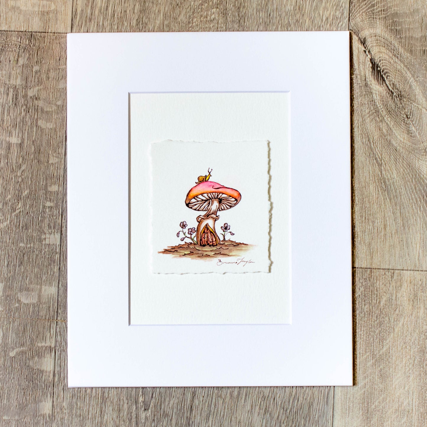 Spring Mushroom House Snail Original Illustration