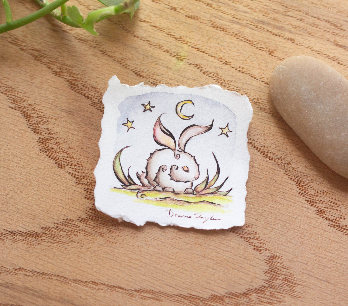 "Lunar Hare" Tiny Original Illustration