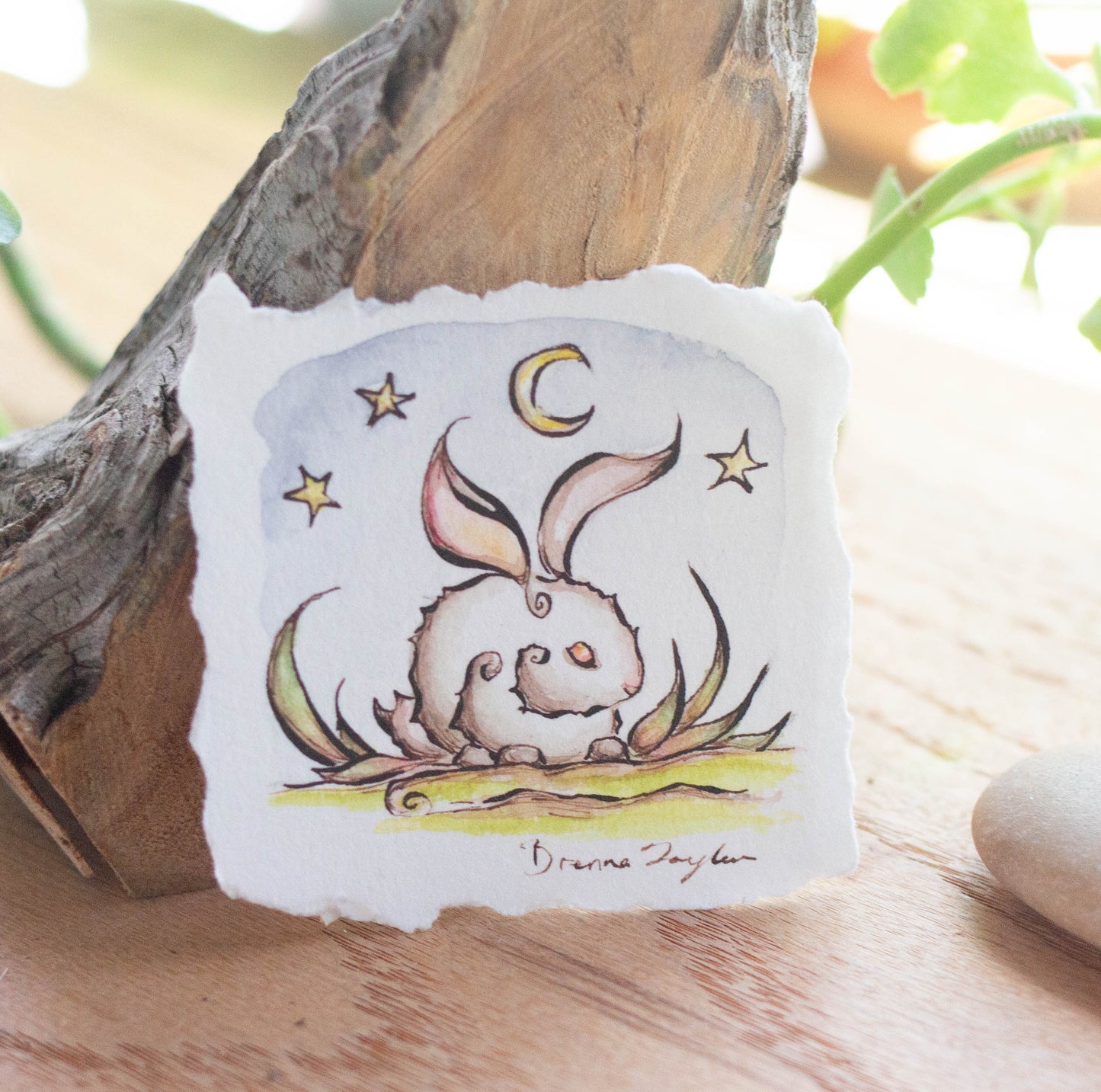 "Lunar Hare" Tiny Original Illustration