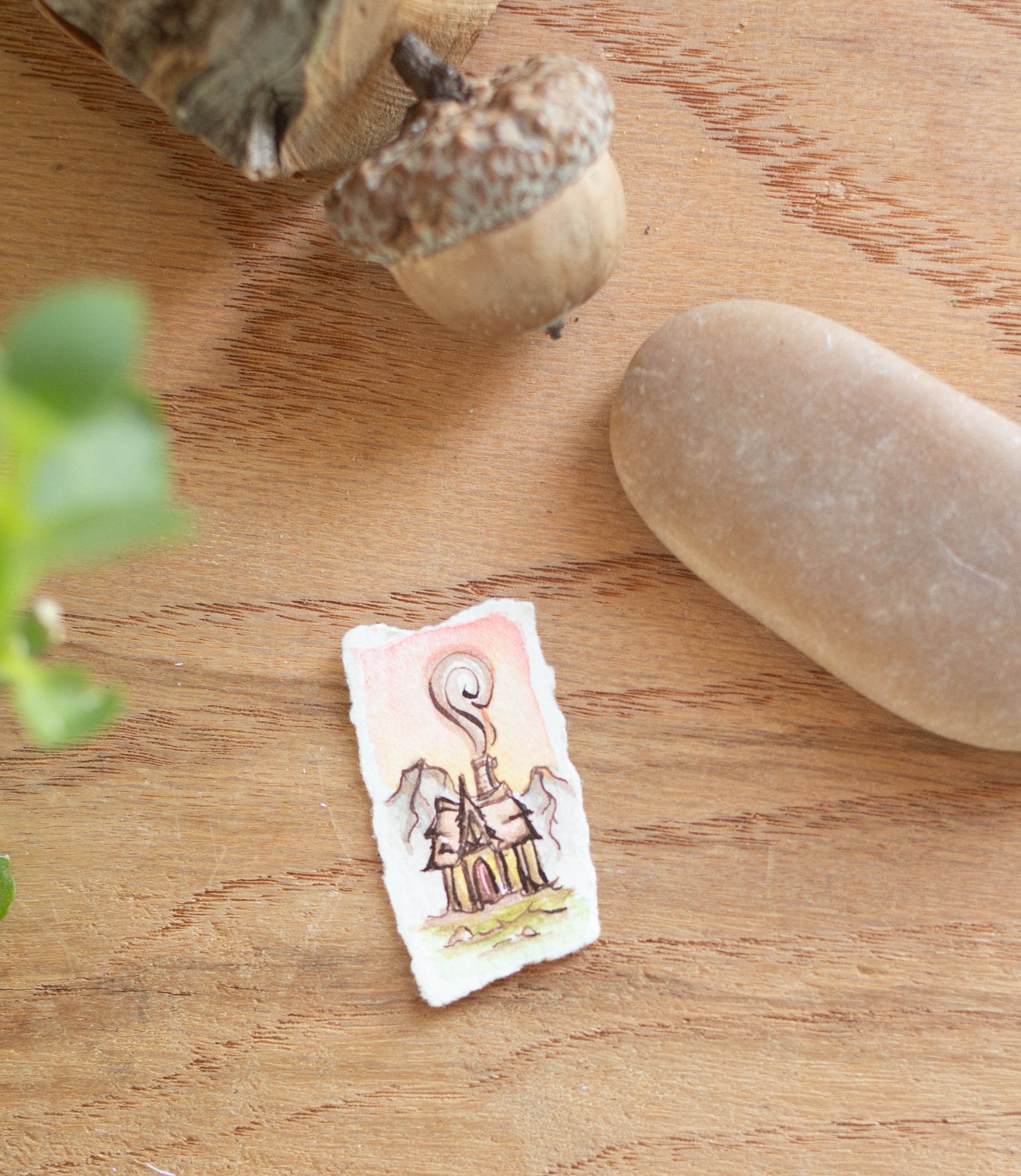 "Mountain Cottage" Tiny Original Illustration