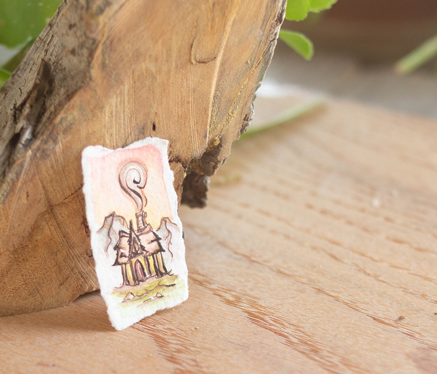 "Mountain Cottage" Tiny Original Illustration