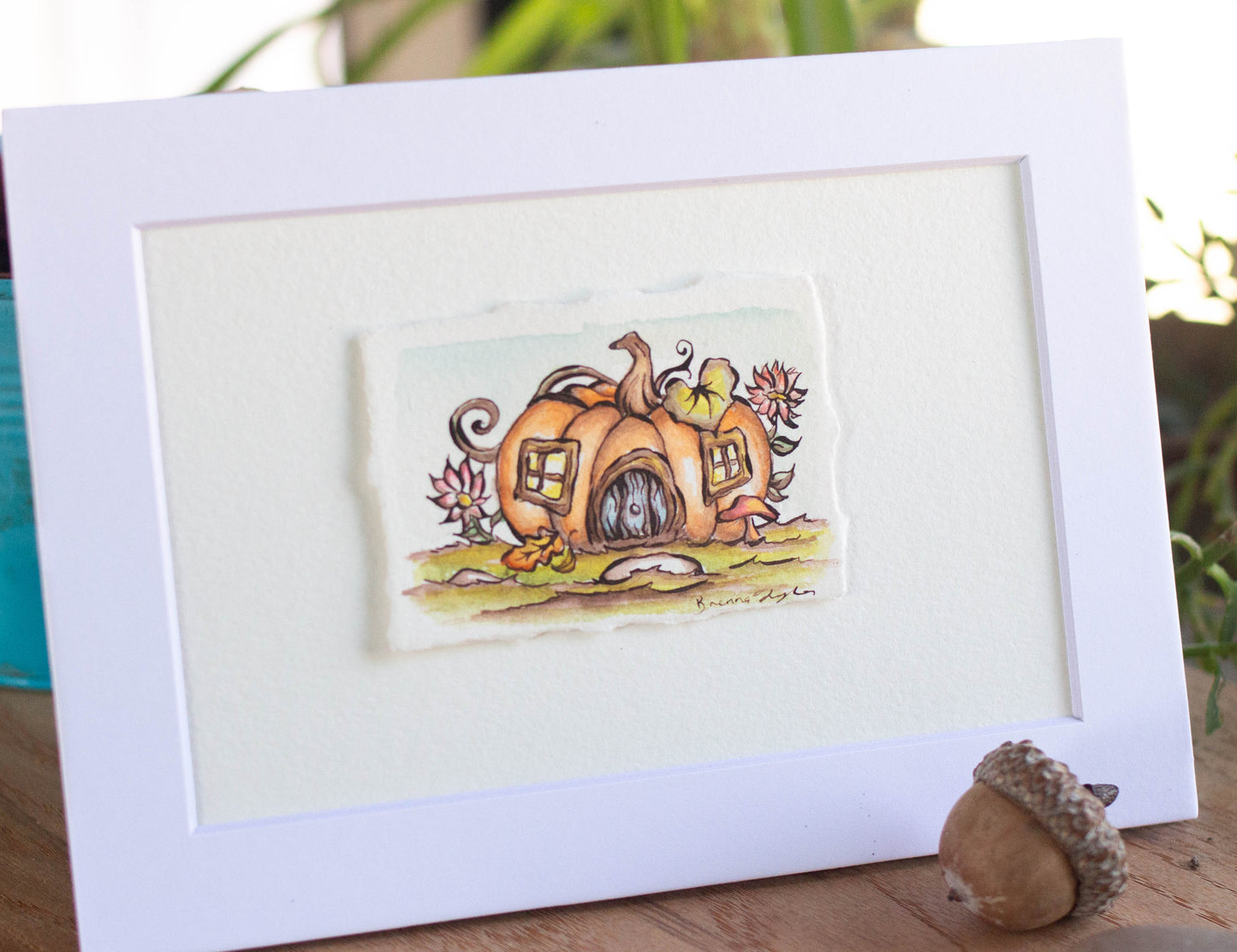 "Pumpkin Cottage" Tiny Original Illustration