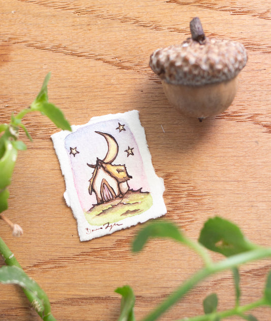 "Crescent Moon Cottage" Tiny Original Illustration