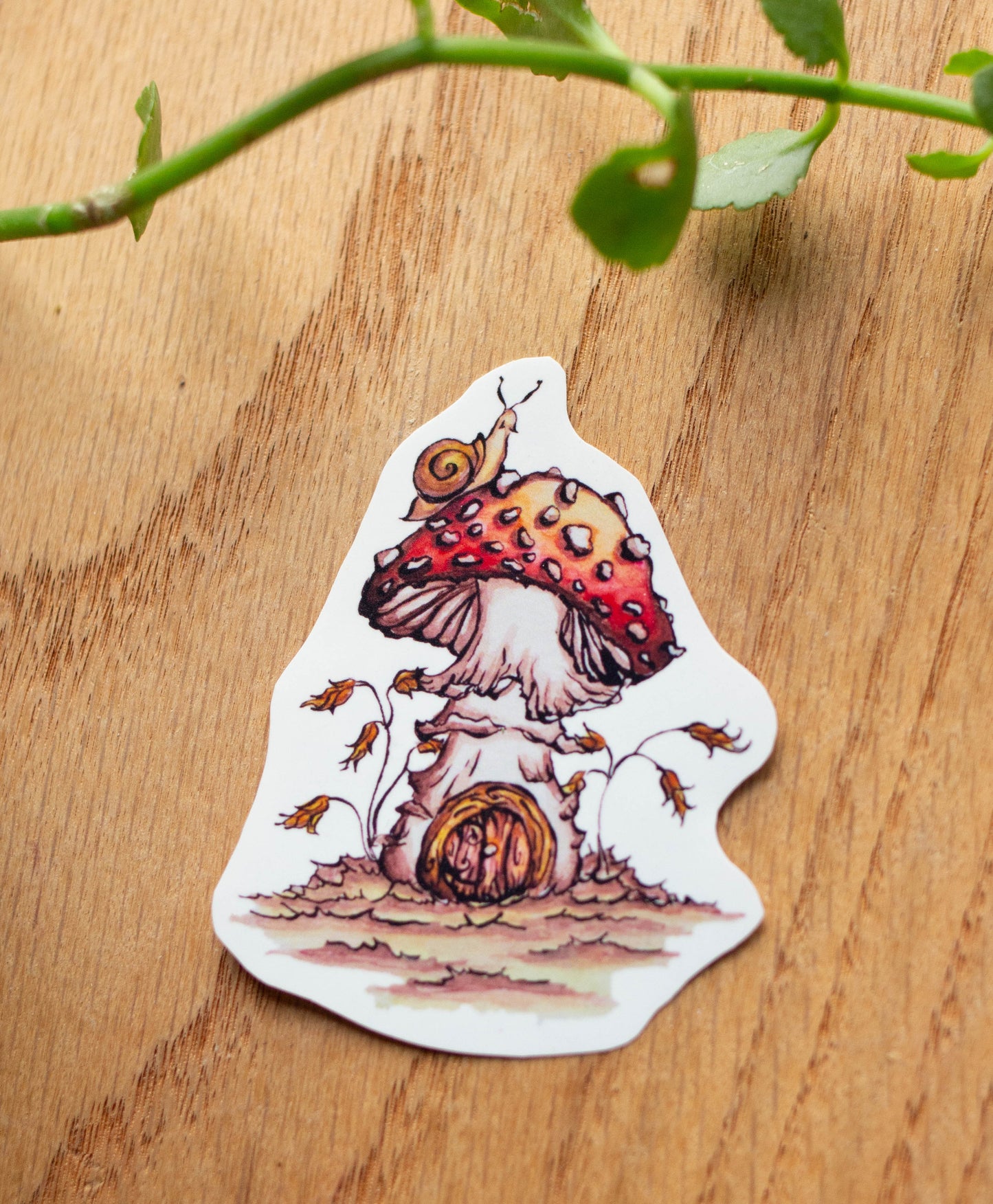 Autumn Wheat Mushroom House Vinyl Sticker