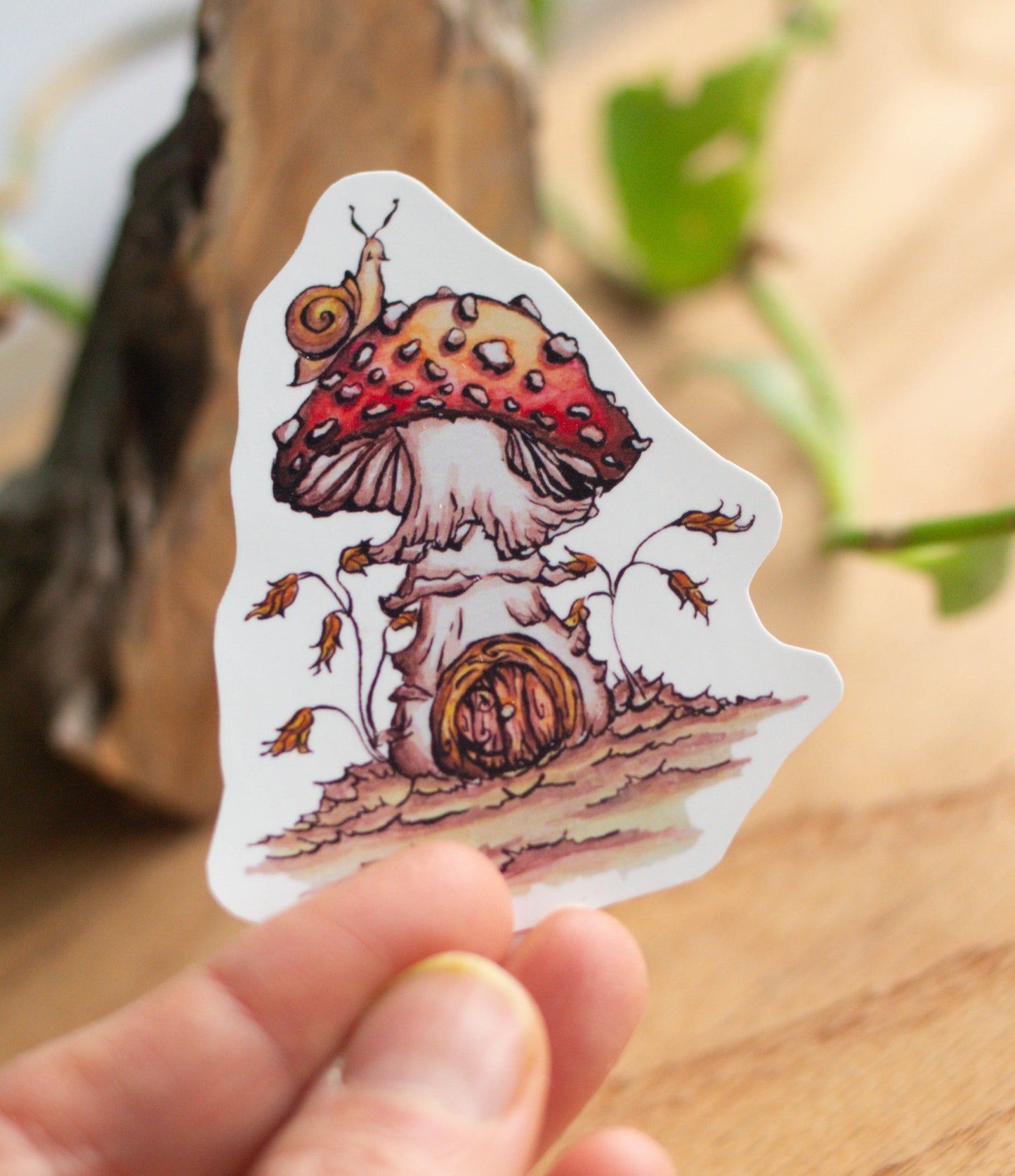 Autumn Wheat Mushroom House Vinyl Sticker