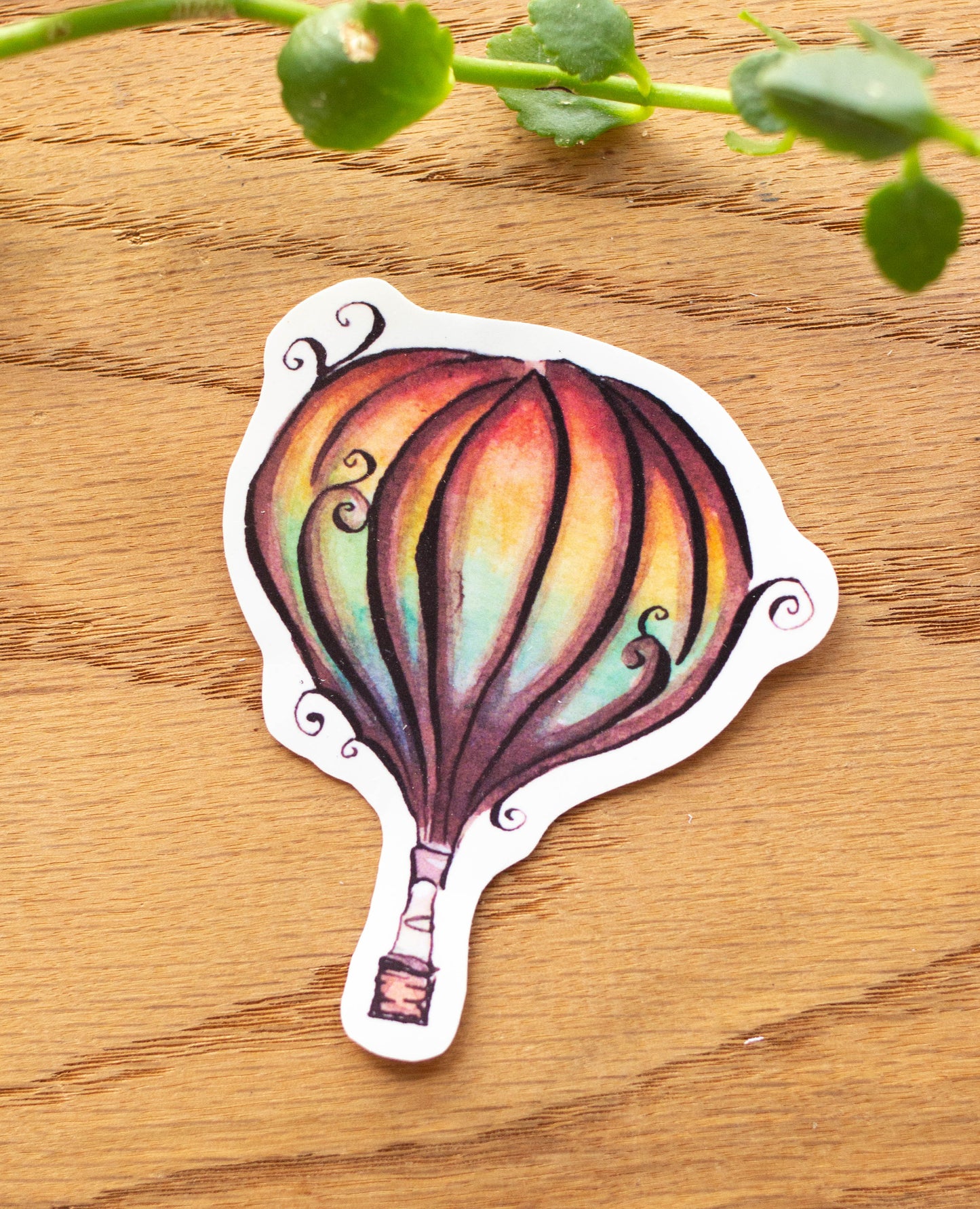 Rainbow Hot Air Balloon Sticker