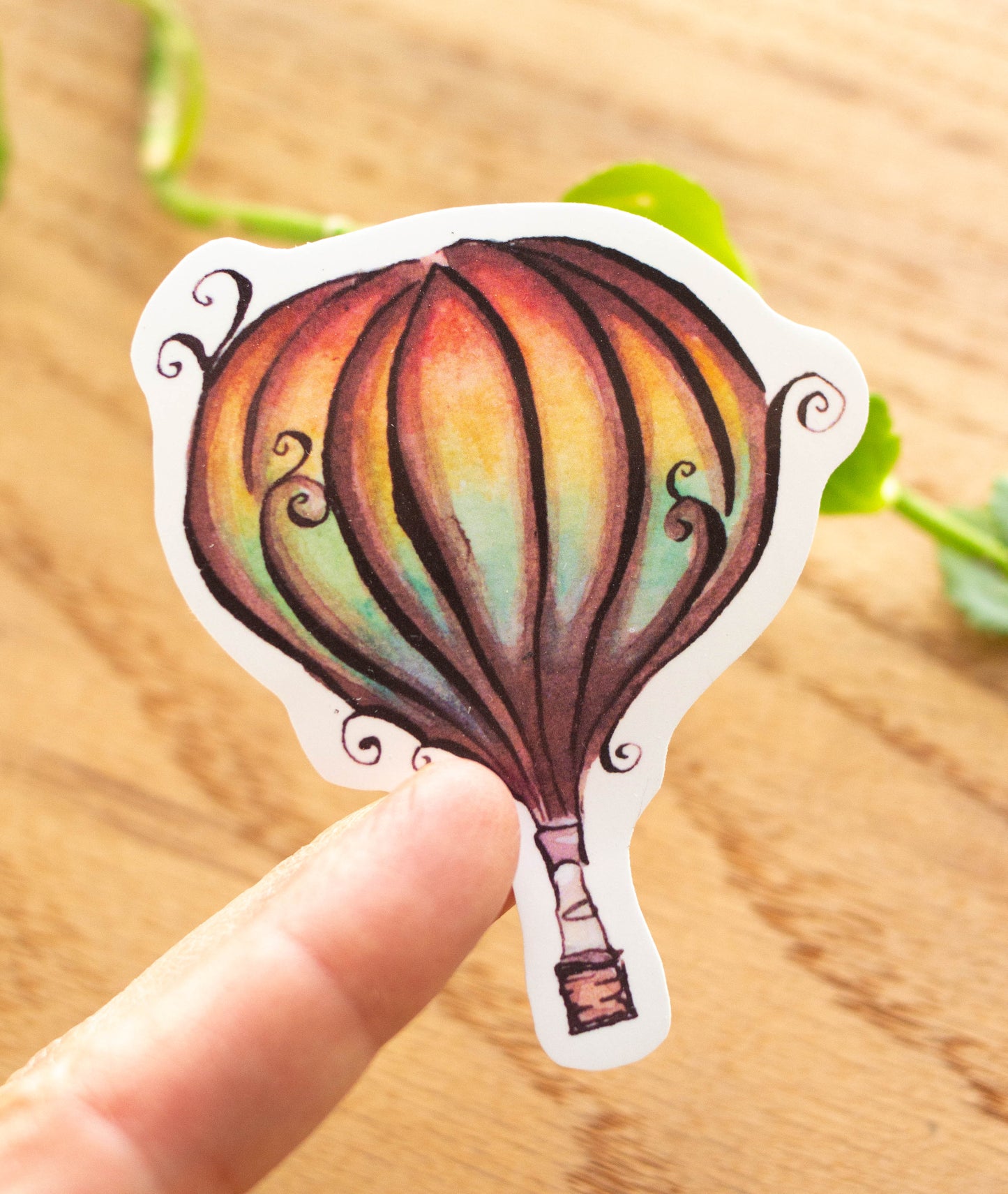 Rainbow Hot Air Balloon Sticker