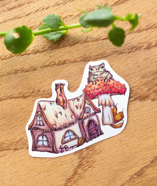Toad and Cottage Vinyl Sticker