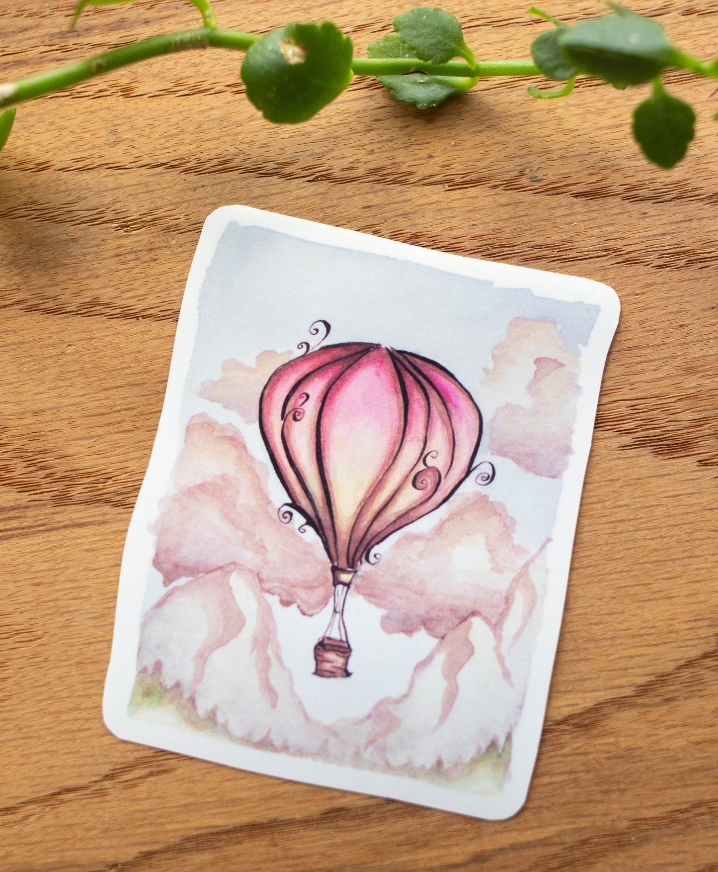 Pink Hot Air Balloon in the Mountains Sticker