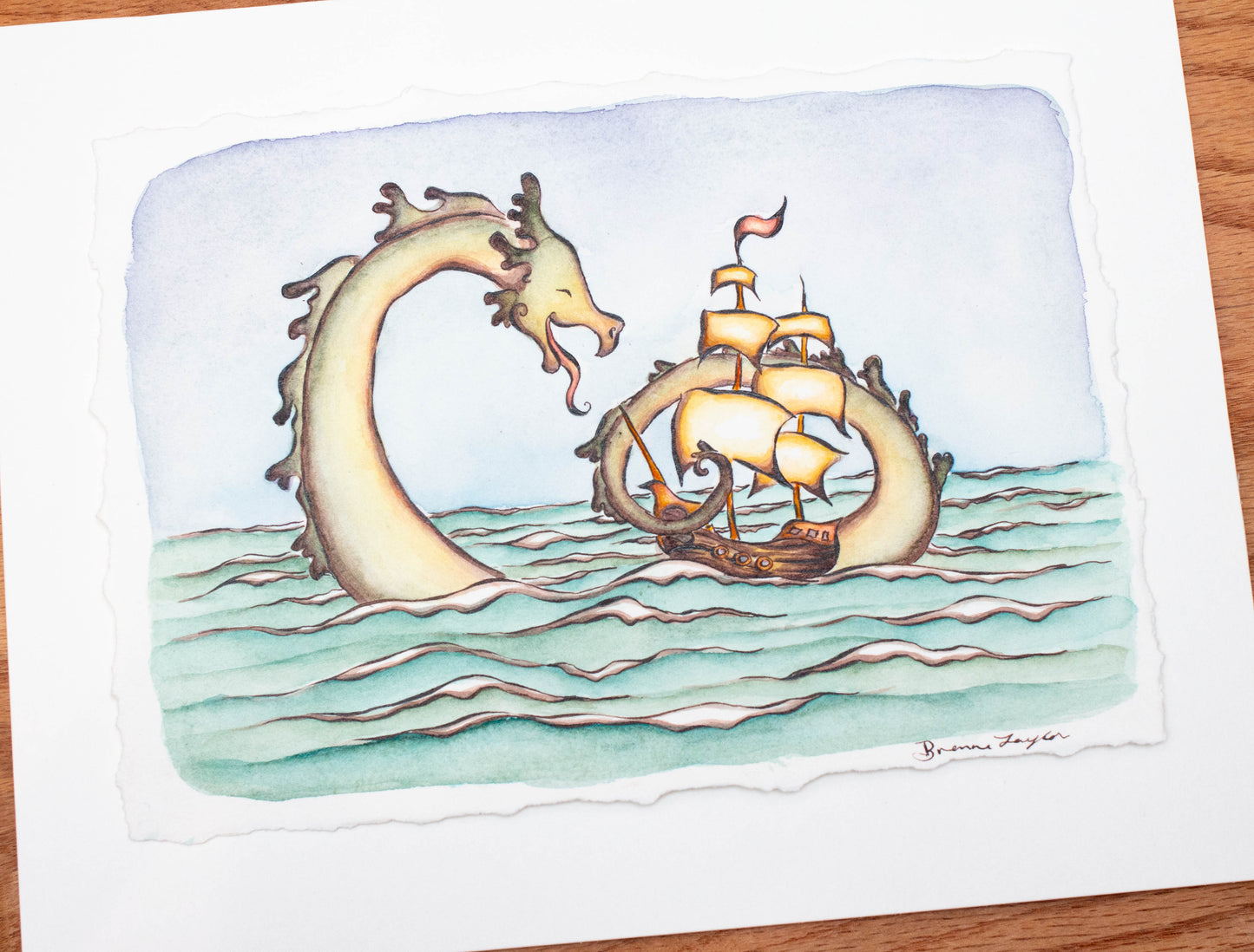 "Sea Serpent Cuddles" Original Illustration