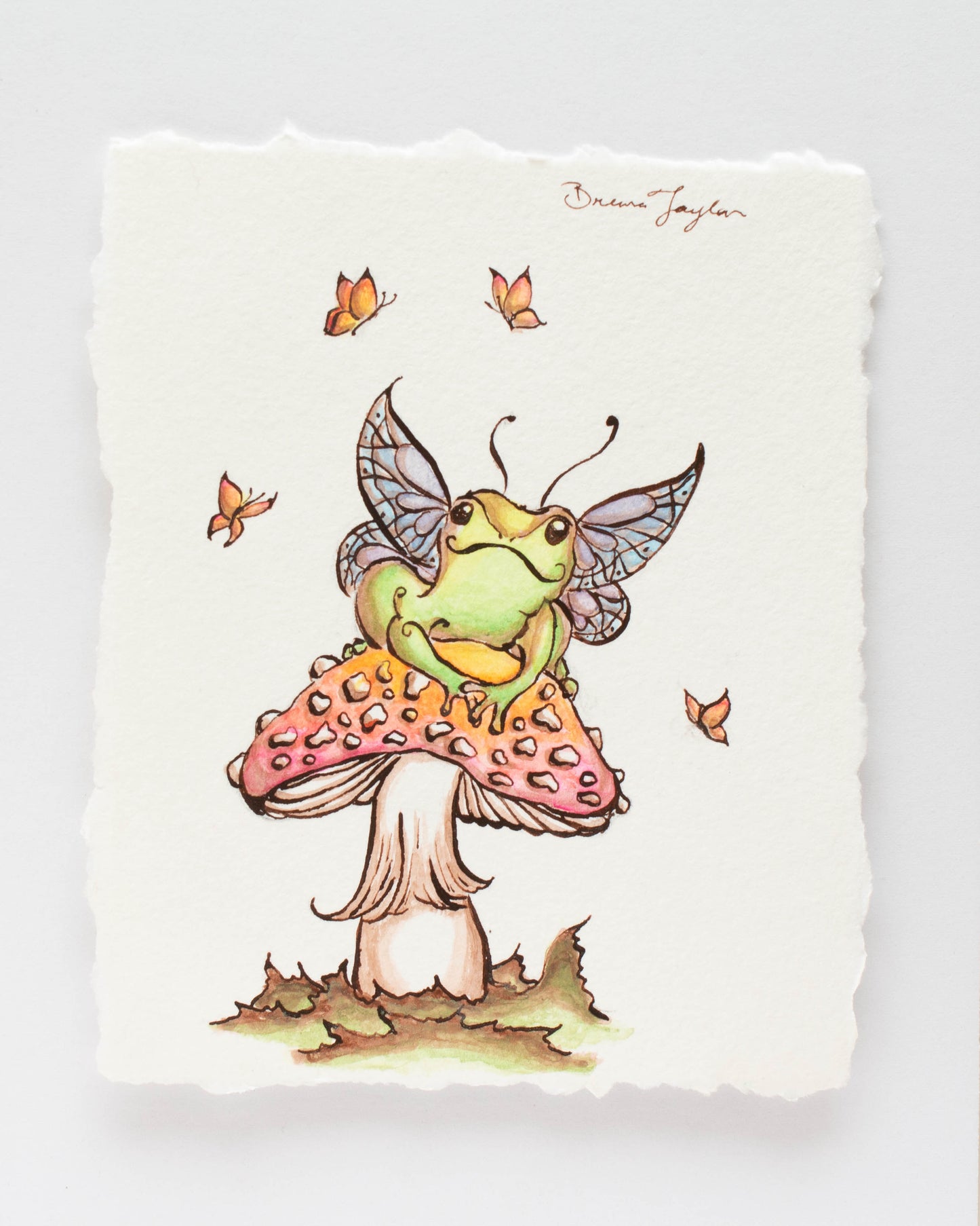 Happy Fairy Frog with Butterfly Friends Illustration