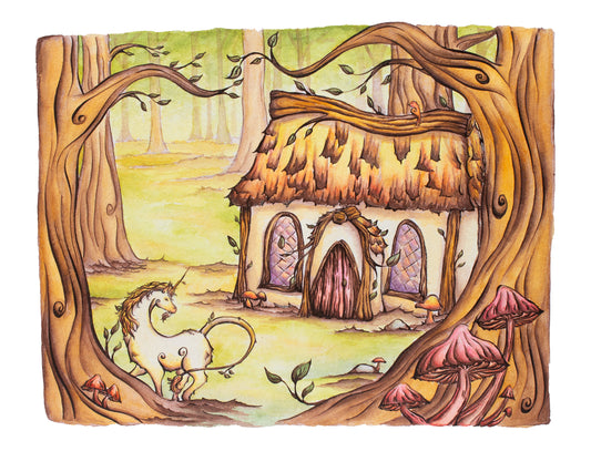 Unicorn Cottage Signed Fine Art Giclee Print