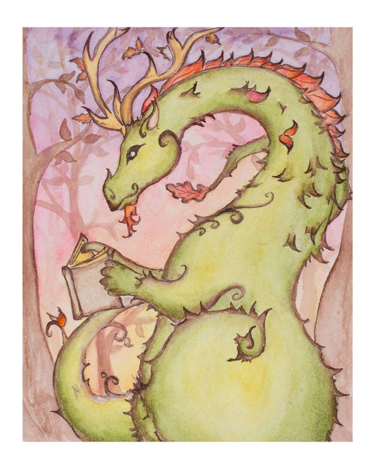 Reading Dragon Giclee Fine Art Print