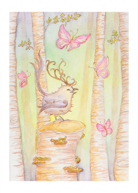 Birch Sparrow Giclee Fine Art Print