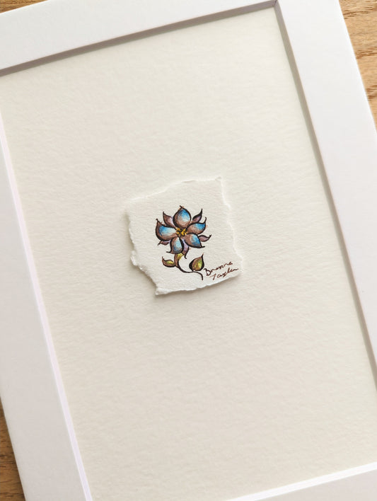 "Blue Star Petals" Tiny Original Illustration