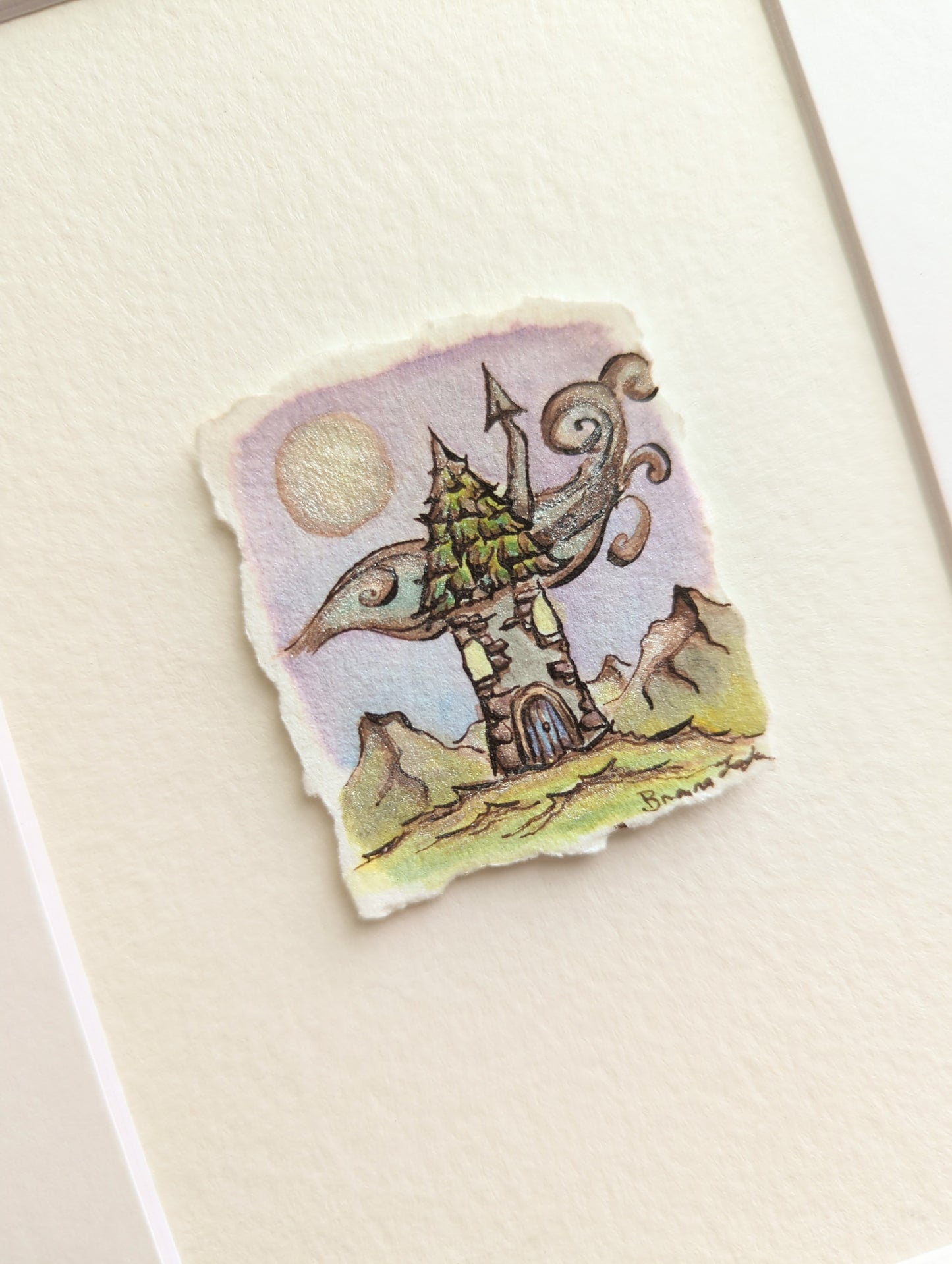 "Silver Night Wizard's Tower" Tiny Original Illustration